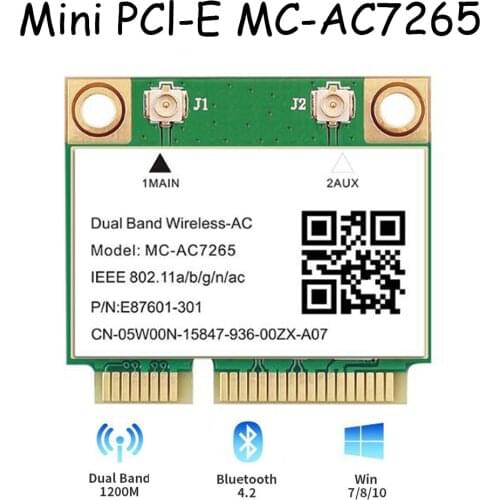 Wireless Dual Band 1200Mbps MC-AC7265 Mini PCI-E Wifi Bluetooth 4.2 Card 2.4G 5Ghz 802.11ac Adapter For Laptop Better 7260HMW