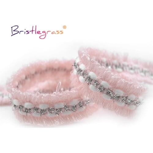 BRISTLEGRASS 5 10 Yard 3/4" 20mm Silver Glitter Braided Crochet Fringed Lace Trim Macrame Tassel Ribbon Costume DIY Sewing Craft