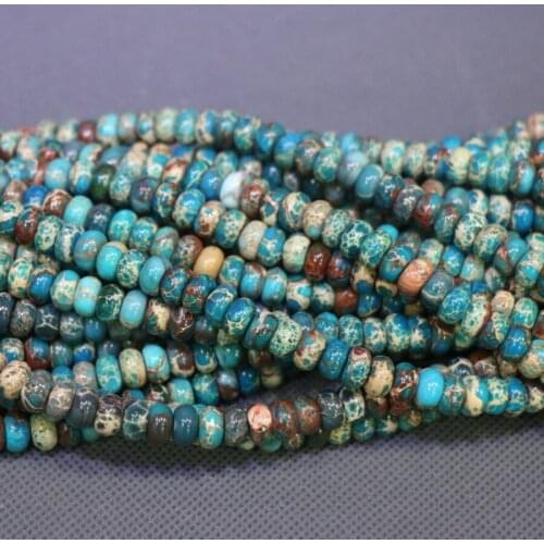 Aqua Imperial Emperor Stone Necklace Beads, Sediment Slice Loose 5*8mm Drilled Slab Women Fashion Accessories Jewelry Making