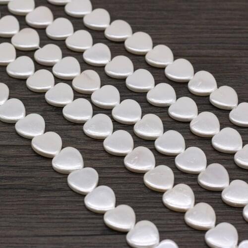 Natural White Shell Beads Fashion Heart Shape Imitation Pearl Shell Loose Beaded for Jewelry Making DIY Necklace Bracelet 15mm