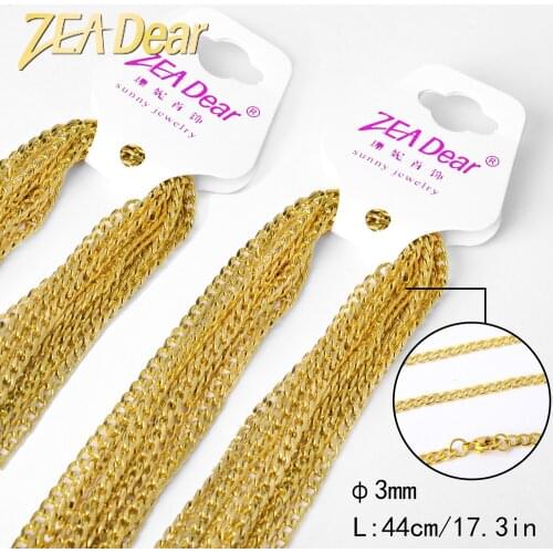ZEADear Jewelry 10pcs 45cm Gold Stainless Steel Necklace Link Chain In Bulk for Women Man Classic Trendy For Daily Wear Gift
