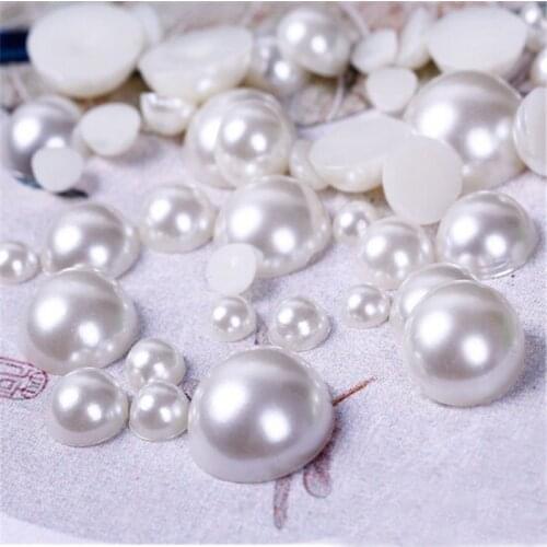 Hot Sale 1000 Mixed 3mm to 8mm Craft ABS Imitation Pearls Half Round Flatback Pearls Resin Scrapbook Beads Decorate Diy