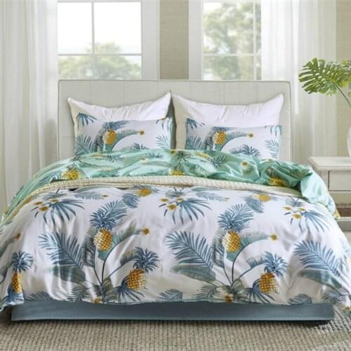 New Bedding Set Queen Size 2/3pcs AB Side Pillowcase Duvet Cover Pineapple Leaves Reactive Printing Home Bedroom Textile