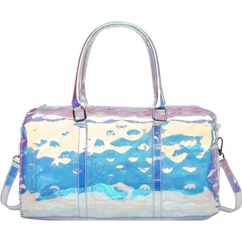 Fashionable transparent jelly laser one-shoulder cross-body bag fitness travel waterproof portable large capacity travel bag