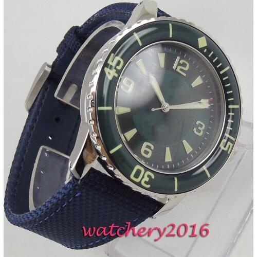 45mm Corgeut Green dial Rotating Bezel sapphire glass automatic mens watch