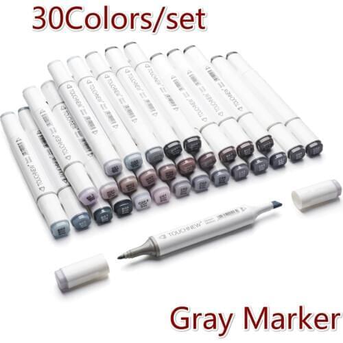 30 Color Grayscale Marker Pen Grey Dual Head Sketch Alcohol-based Art Markers Painting Set