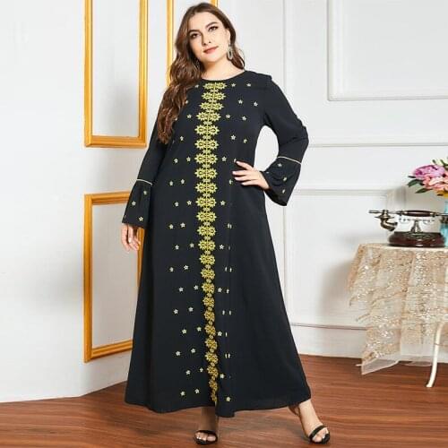 New Women Dress High Work Pearl Muslim Dubai Skirt Turkey Middle East Fashion Plus Size Dress for Ladies Kimono Robe Women Dress