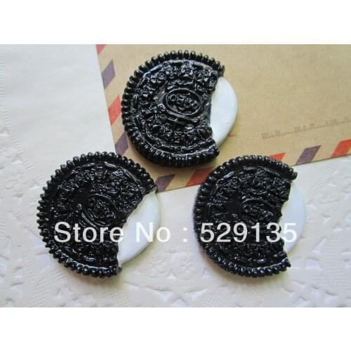Resin Adorable Chocolate Cookie, Resin Flat Back Cabochons for Crafts Making Phone Decoration, DIY (27mm)