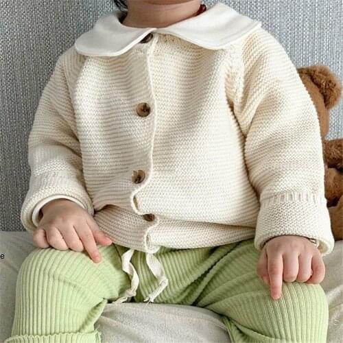 Baby Boy Girl Autumn Winter Knitted Sweaters Cotton Soft Cardigans Toddler Knitting Clothes Newborn Solid Pure Knitwear Coats