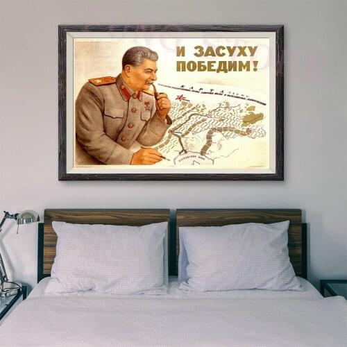 RE062 Retro Russian Style Painting Soviet Union Great Leader Stalin 12 Custom Silk Poster Home Deco Wall Art Christmas Gift