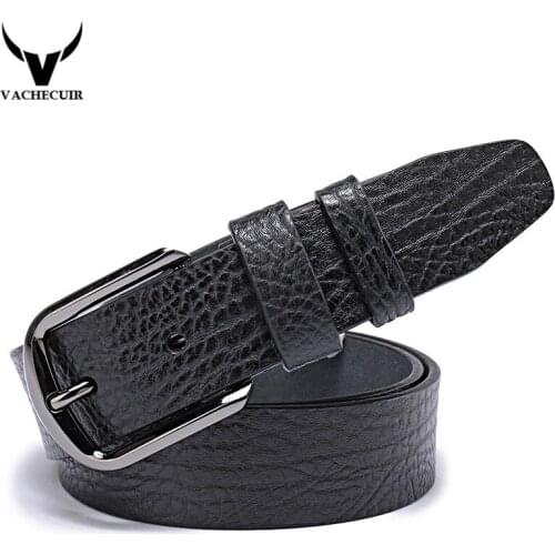 Fashion Men Belt Cow Genuine Leather Strap Alloy Pin Buckle High-end Embossed Real Leather Jeans Male Belts for Men LC06