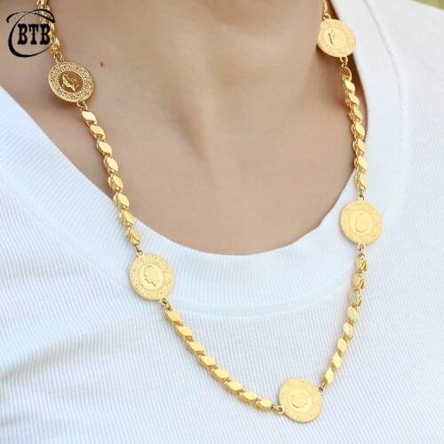 Luxury Jewelry Gold Oman Coin Muslim Women Charm Pendant Allah Necklace Islamic Party Banquet Wedding Holiday Gift Wholesale