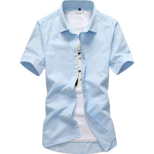 Summer Mens Short-sleeved Shirt New 16 Colors Candy Solid Color Shirts Slim-fit Shirts for Men Youth Non-ironing Shirts