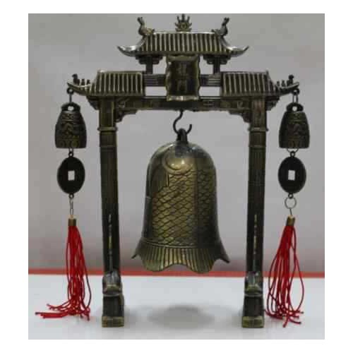 Handwork antique Collectables Tibet Dragon percussion Tony ringing bell wholesale Decoration real Tibetan Silver Brassroom Art