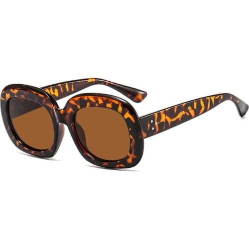 Leopard Oval Women Sunglasses Wrap Style Plastic Frame Sun Glasses Female Acrylic Lenses UV400 Protection Eyewear Ladies