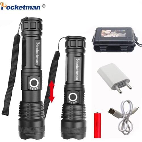 8000 lumens Lamp xhp50.2 most powerful flashlight usb Zoom linterna Led Torch xhp50 18650 or 26650 Rechargeable battery Torches