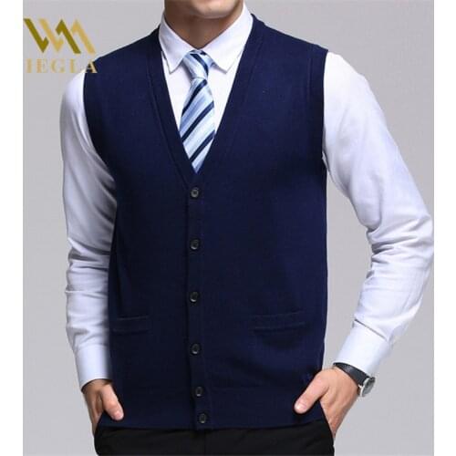 Sweater Men Autumn Winter Cashmere Classic Vest Sleeveless Sweaters Solid Color V-Neck Wool Cardigans Men Jersey Hombre