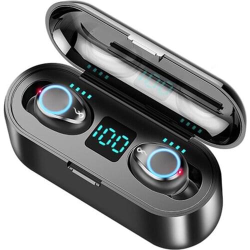 F9 TWS Breathing Light Smart Touch 8D Stereo Wireless Bluetooth Earphone 5.0 LED Display With Dual Microphone 2000 MAh Charging