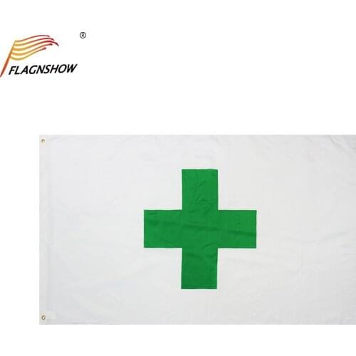Green Cross Small Flag 3Ft X 2Ft Medical First Aid Banner With 2 Eyelets New