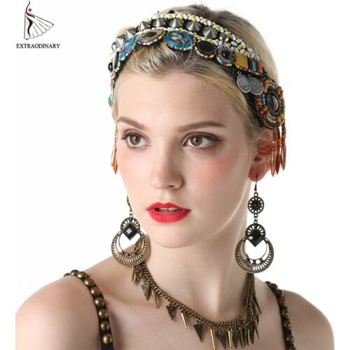 Women Headpieces Tribal Belly Dance Accessories Gypsy Vintage Headbands Rhinestones Bellydance Headgear