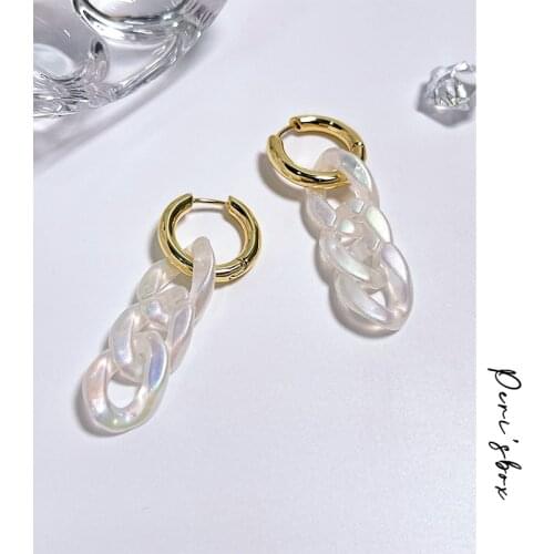 PerisBox Transparent Acrylic Chain Link Hoop Earring For Women Chunky Resin Chain Link Earrings Punk Geometric Huggie Earrings