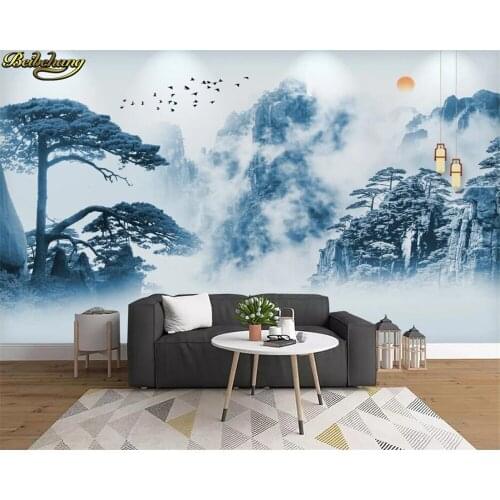 Beibehang Custom 3d wallpaper mural artistic concept ink shanshan porcelain plate painting landscape painting background wall