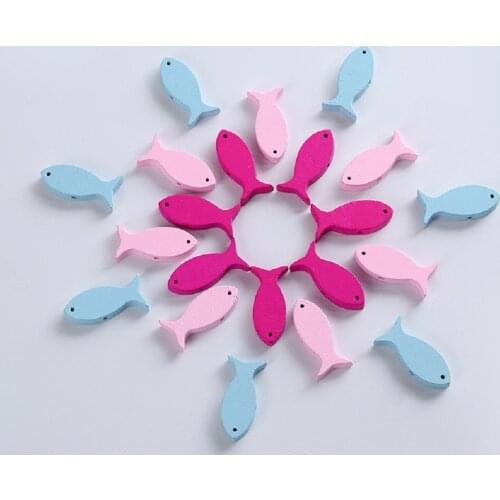 50pcs Colorful Wood Slices Fish Shapes Craft Wedding Decor Home Ornament