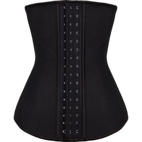 9-Steel-Bone Womens Underbust Latex Sport Girdle Waist Trainer Corsets Hooks Body Shaper Long Torso Cincher Weight Loss