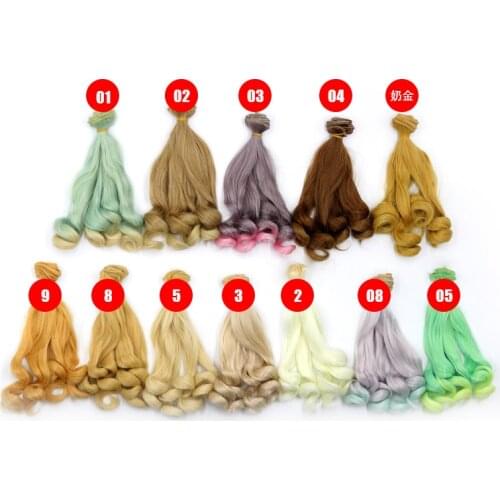 Msiredoll bjd wig Accessories 1piece 20*100CM doll hair for 1/3 1/4 1/6 1/12 Gradient Color Curly bjd wigs diy Free shipping