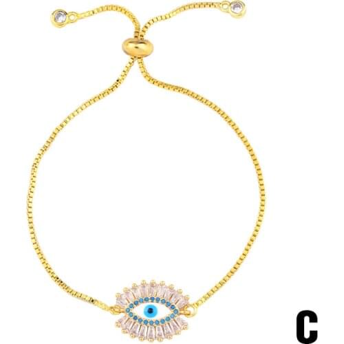 2021 Color Zirconium Rainbow CZ Evil Eye Mutilple Shape Double Buckle Accessories Charms Gold Adjustable Women Men Link Braclet