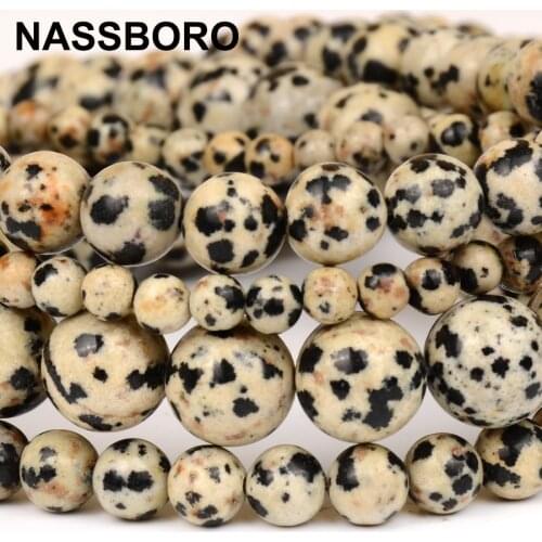 Natural Rondelle Spots Dalmatian Stone Beads Charm Beads For Jewelry Making Bracelet Necklace Diy/Handmade Bead 4/6/8/10/12mm