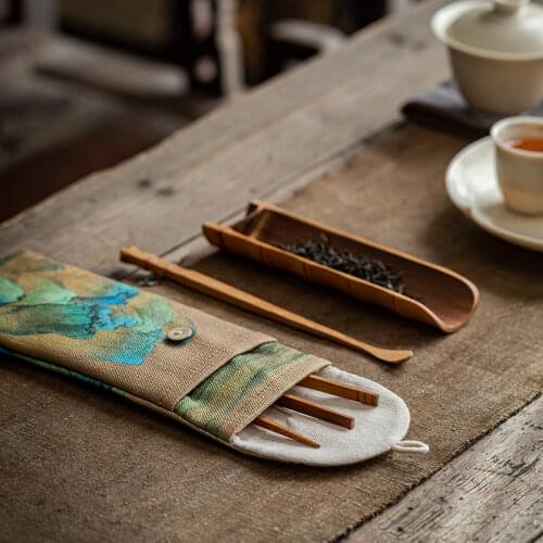 Kung Fu Tea Set Accessories Six Gentlemen Set Four Piece Set in Cloth Bag, Tea Needle, Tea Dial, Tea Holder,4 Pcs Set/5pcs Set