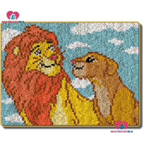 Diy Home decor Latch Hook Rug Kit DIY Needlework cartoon lion Crocheting Rug Yarn Mat Handicraft Embroidery tapestry accessories