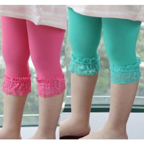 Girls Knee Length Leggings Kid Cute Pants Candy Color Children Clothing autumn-Summer Kids Trousers Legging Girl Bottom
