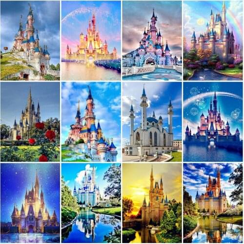 EverShine Full Drill Square Diamond Painting Castle Mosaic Art Set Diamond Embroidery Landscape Pictures Sale Cross Stitch Kits