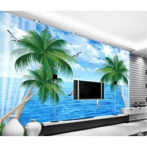 Photo wallpaper custom beautiful fresh seascape beautiful sea view Mediterranean style living room bedroom wall