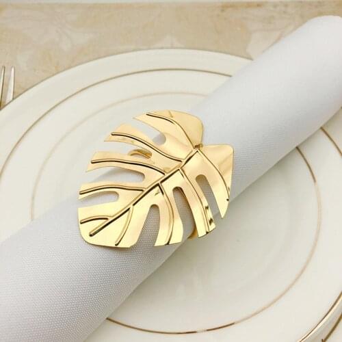 6Pcs Tropical Leaf Shape Napkin Rings Buckle Holder Party Dinner Decoration Dinner Towel Napkin Ring for Wedding Party Birthdays