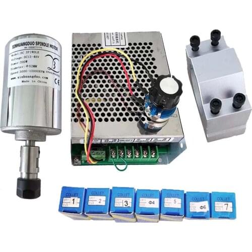 Air cooled 0.2kw CNC spindleMotor Kit ER11 chuck 200W Spindle Motor + Power Supply speed governor For Engraving