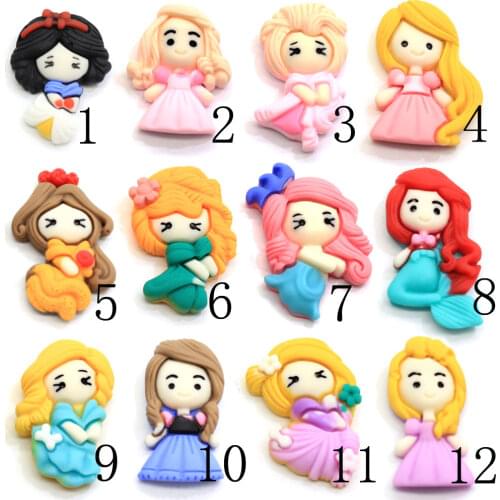 Mix Styles Cute Cartoon Princess Flatback Resin Cabochon Kawaii Planar Resin DIY Craft Embellishment Hair Bow Center