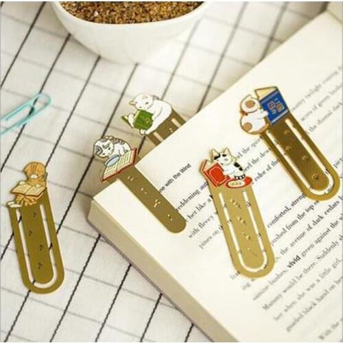 Cute Cat Metal Bookmarks Gold-plated Stainless Steel Hollow Cat Book Clip Teacher Gifts Appreciation Korea Stationery