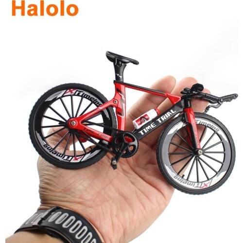 Halolo 1:10 Alloy Bicycle Model Diecast Metal Finger Mountain bike Racing Toy Bend Road Simulation Collection Toys for children
