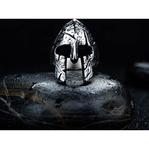 Punk Rock Gift Mens Statement Ring Hero Helmet Rings in Stainless Steel