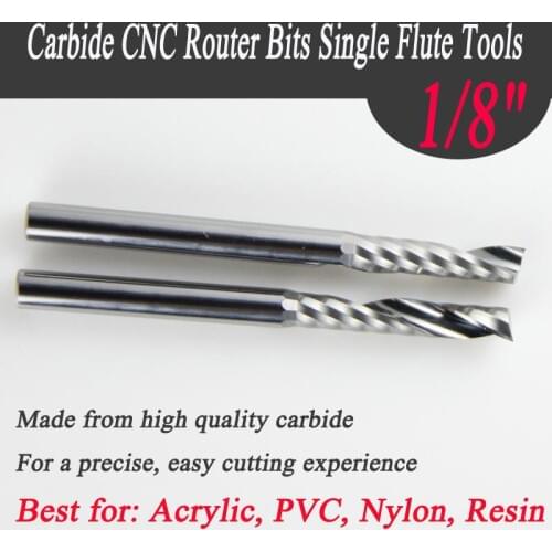 New 10PCS 1/8 Single flute carbide Engraving CNC router bits Tools Cutting 17mm long CEL Acrylic Pvc Wood