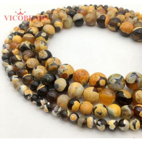 Factory Price Natural Stone Orange Fire Agates Beads 16"/Strand 6 8 10 12MM Pick Size