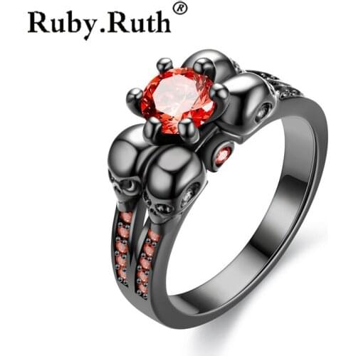Punk Ring For Women Purple Crystal Skull Rings Black Color Fashion Crystal Jewelry