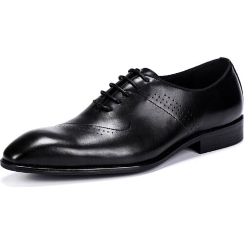 Luxury Brand PU Leather Men Business Dress Loafers Pointy Black Shoes Oxford Breathable Formal Wedding Shoes