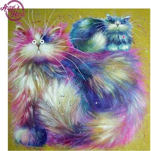 ANGELS HAND Diamond Embroidery animal 5D DIY Diamond Painting Colorful cat Diamond Painting Rhinestone Cross Stitch Decoration