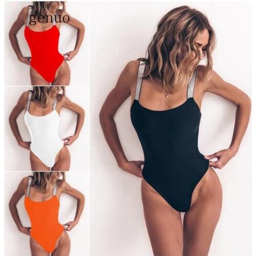 Sexy Swimwear Shinny Straps Black One Piece Swimsuit Bathing Suit Women Swimwear Beach Swim Swimsuit Monokini Drop Ship