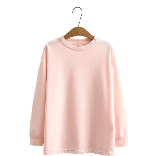 Plus size solid white black pink purple O neck women loose Sweatshirts 2021 new spring autumn casual ladies pullover hoodies top