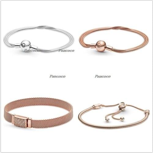 925 Sterling Silver Bracelet Moments Multi-Snake Chain Bracelet Bangle Fit Women Bead Charm Diy Pandora Jewelry